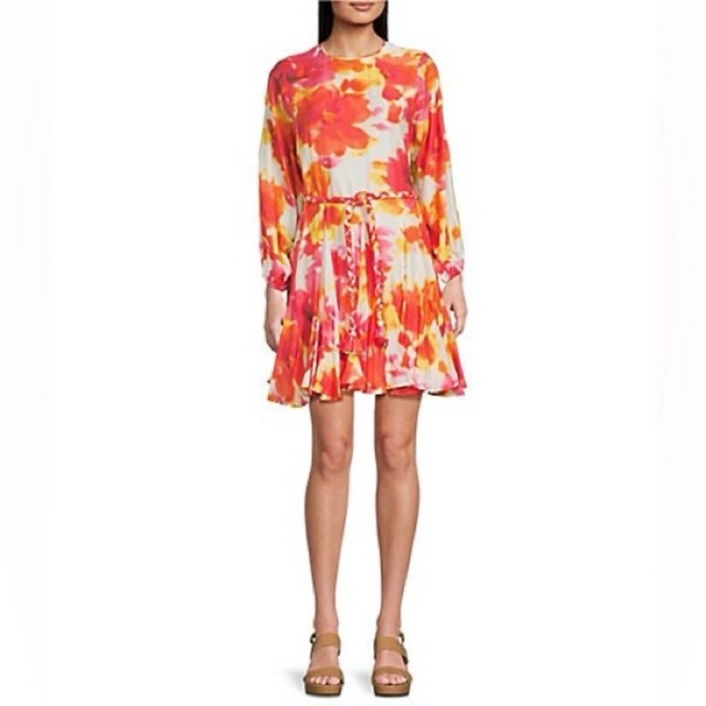 NWT Alex Marie The Riley Tie-Dye Floral Belted Dress  Size 12
